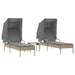 Ligbedden 2 st met luifels en tafel poly rattan beige