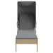 Ligbedden 2 st met luifels en tafel poly rattan beige