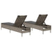 Ligstoelen 2 st met kussens poly rattan grijs