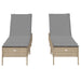 Ligstoelen 2 st met kussens poly rattan beige