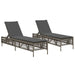 Ligstoelen 2 st met kussens poly rattan grijs