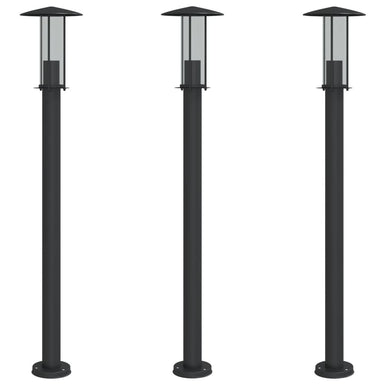 Vloerlamp voor buiten 3 st 100 cm roestvrij staal zwart