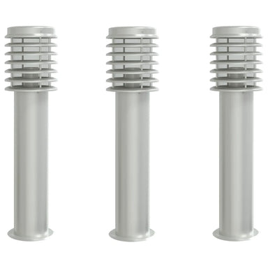 Vloerlamp voor buiten 3 st 60 cm roestvrij staal zilverkleurig