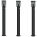 Buitenvloerlampen 3 st met sensors 110 cm roestvrijstaal zwart