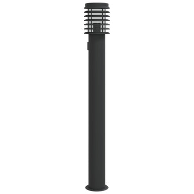 Buitenvloerlamp met stopcontact 110 cm roestvrijstaal zwart