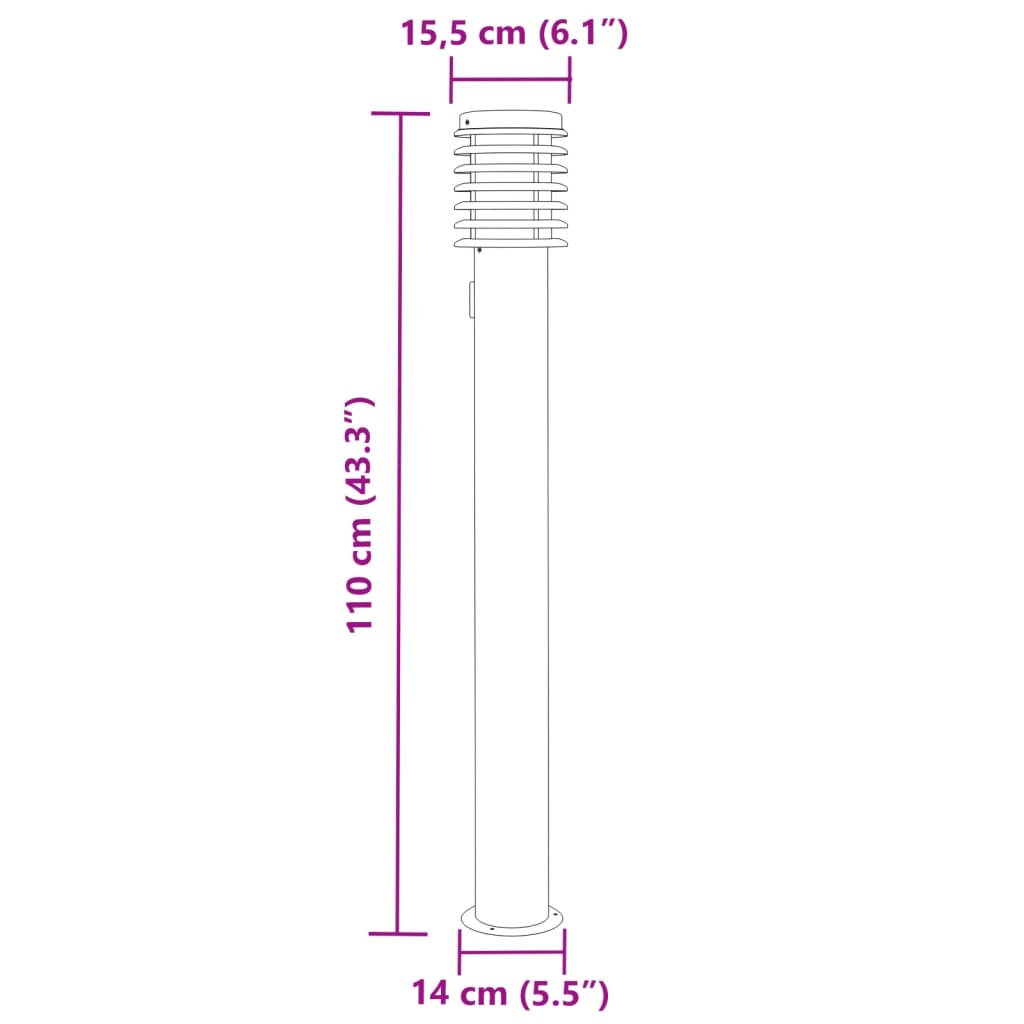 Buitenvloerlampen 3 st stopcontact 110 cm roestvrijstaal zwart