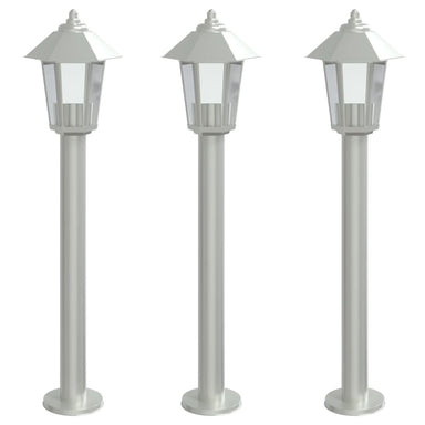 Vloerlamp voor buiten 3 st 80 cm roestvrijstaal zilverkleurig