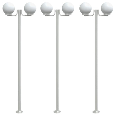 Buitenvloerlampen 3 st 215 cm roestvrij staal zilverkleurig