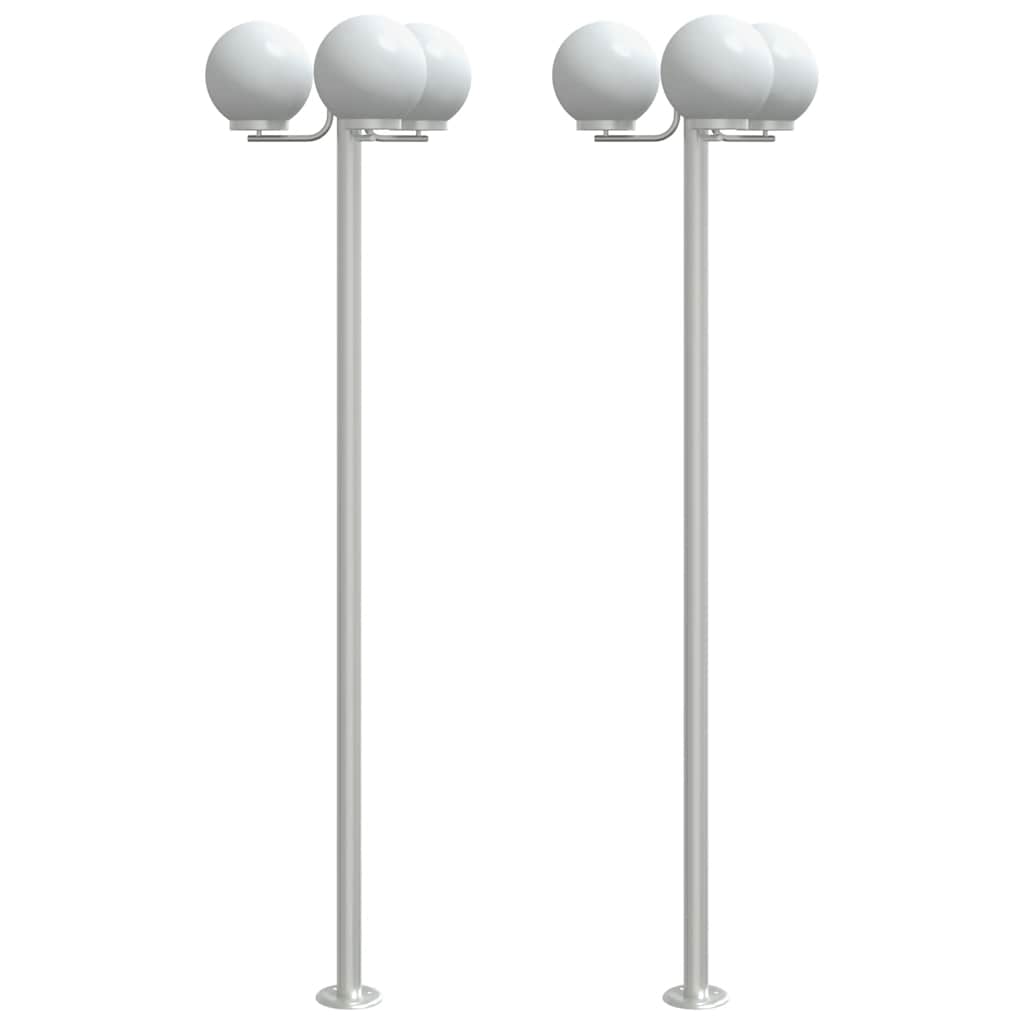 Vloerlamp voor buiten 2 st 215 cm roestvrij staal zilverkleurig