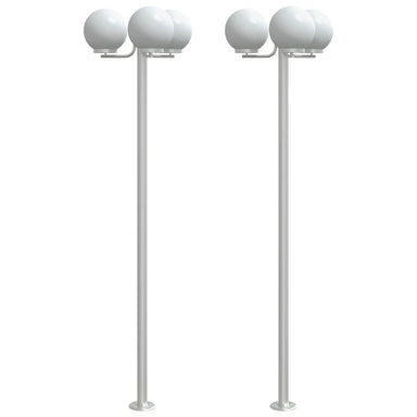 Vloerlamp voor buiten 2 st 215 cm roestvrij staal zilverkleurig