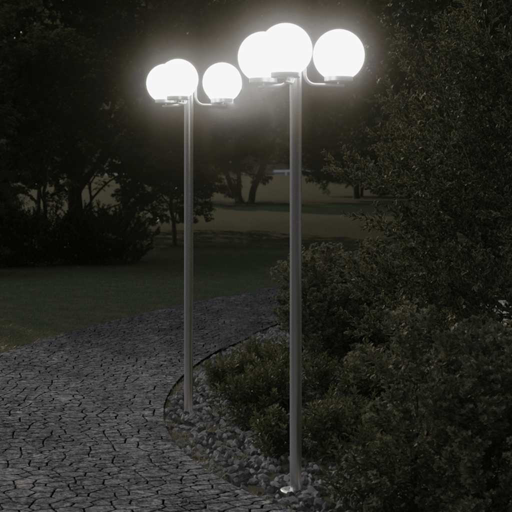 Vloerlamp voor buiten 2 st 215 cm roestvrij staal zilverkleurig