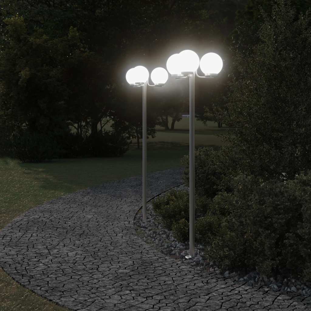 Vloerlamp voor buiten 2 st 215 cm roestvrij staal zilverkleurig