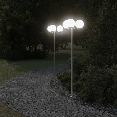 Vloerlamp voor buiten 2 st 215 cm roestvrij staal zilverkleurig