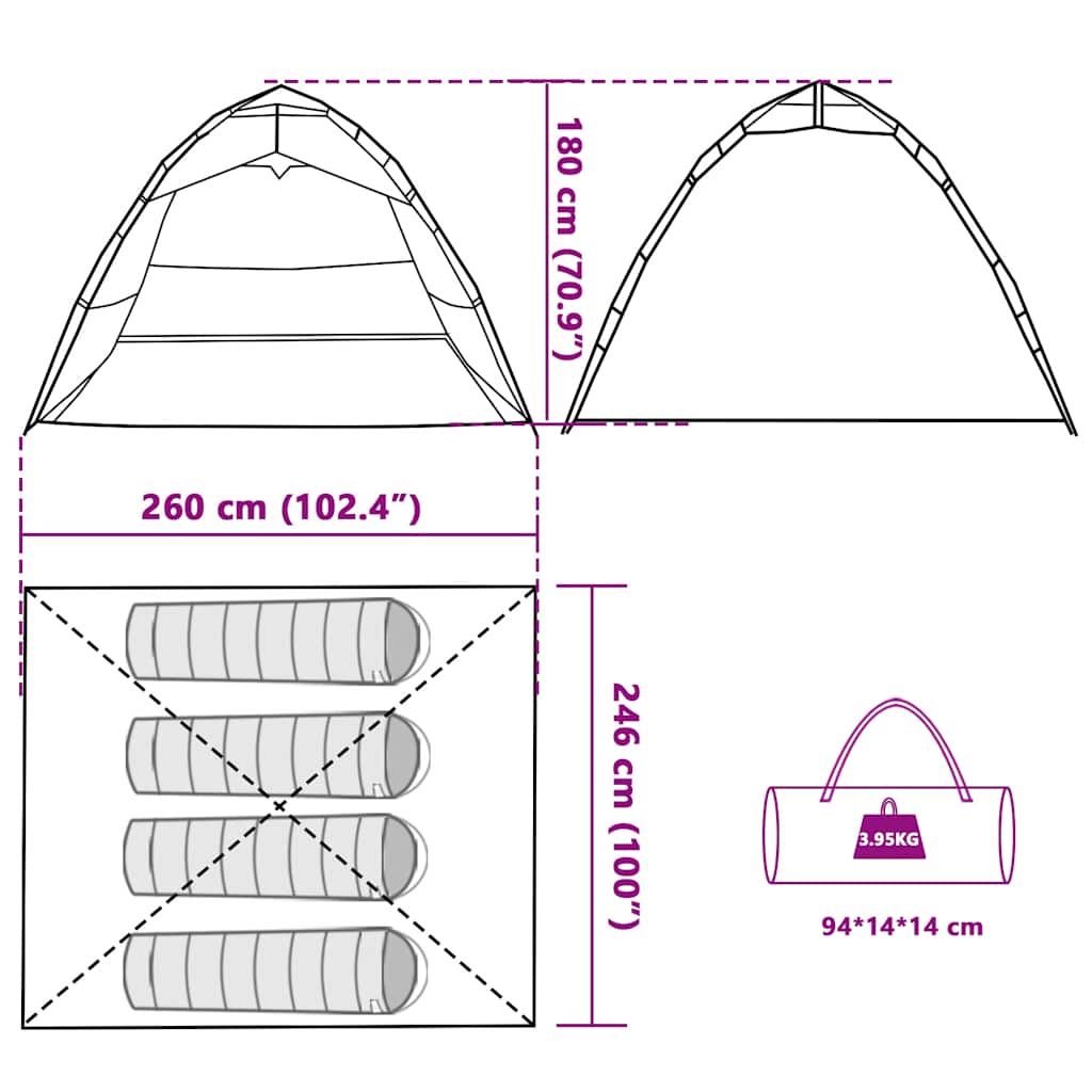 Tent 4-persoons snelontgrendeling camouflage