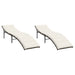 Ligstoelen 2 st met kussens poly rattan bruin