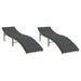 Ligbedden 2 st met kussens poly rattan lichtgrijs