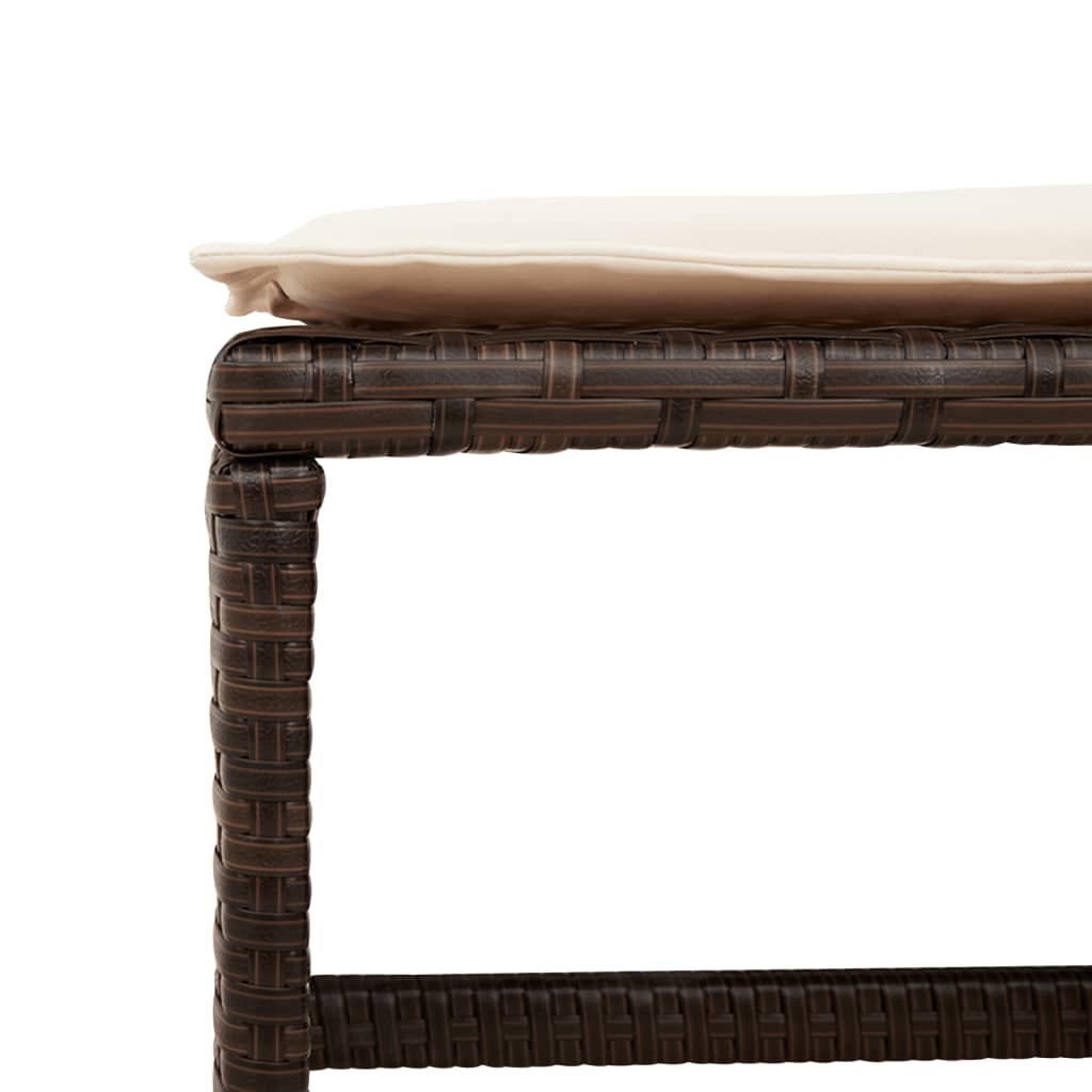 Tuinkrukken 4 st met kussens 40x40x35 cm poly rattan bruin