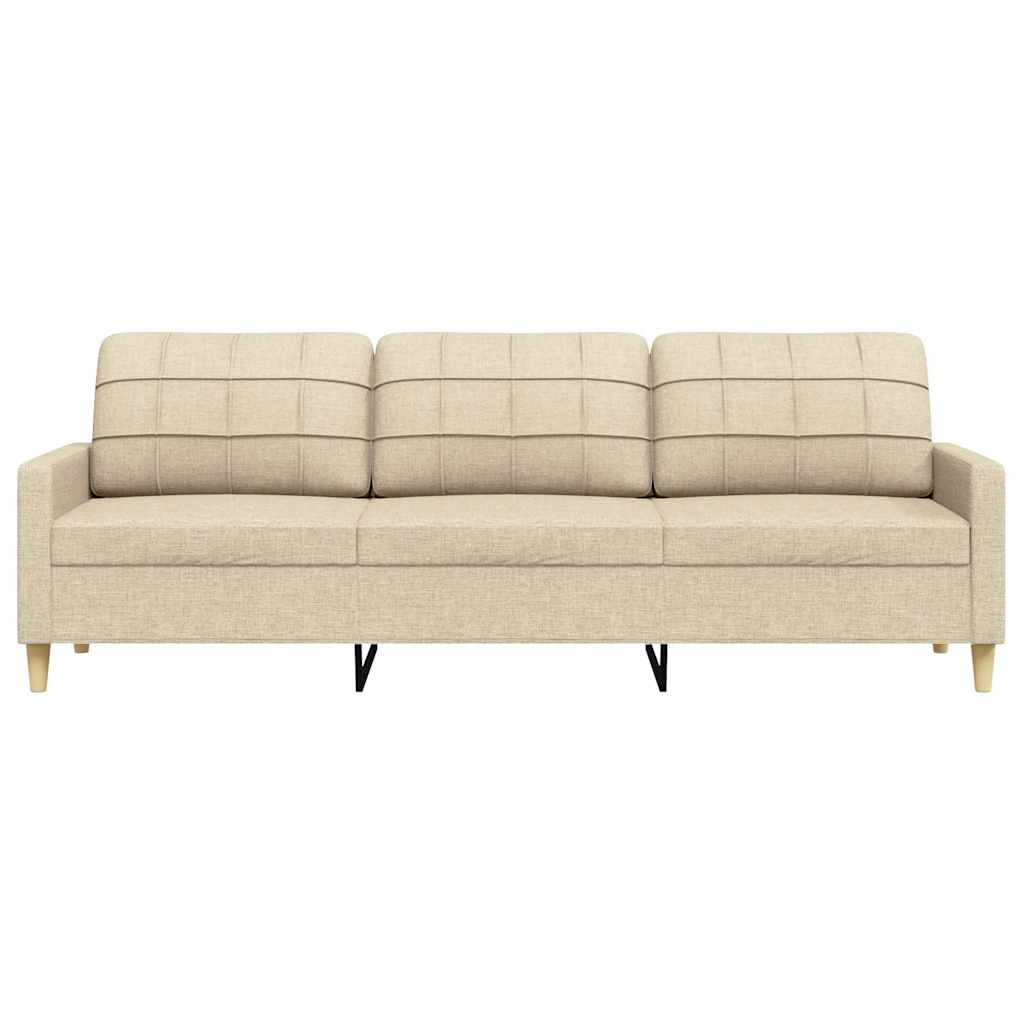 Driezitsbank 210 cm stof crème