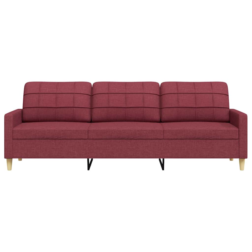 Driezitsbank 210 cm stof wijnrood