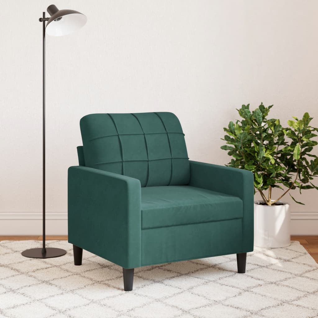 Fauteuil 60 cm fluweel donkergroen