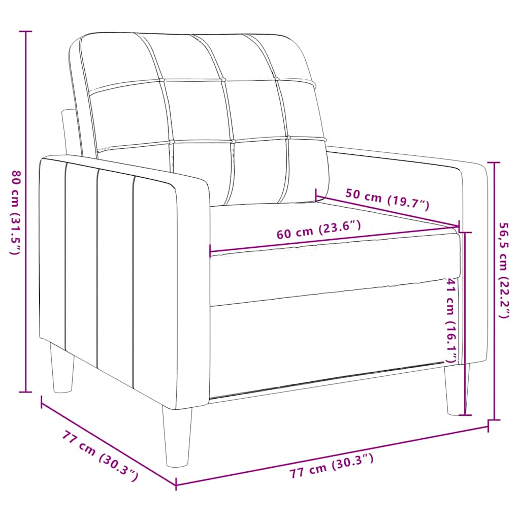 Fauteuil 60 cm fluweel geel