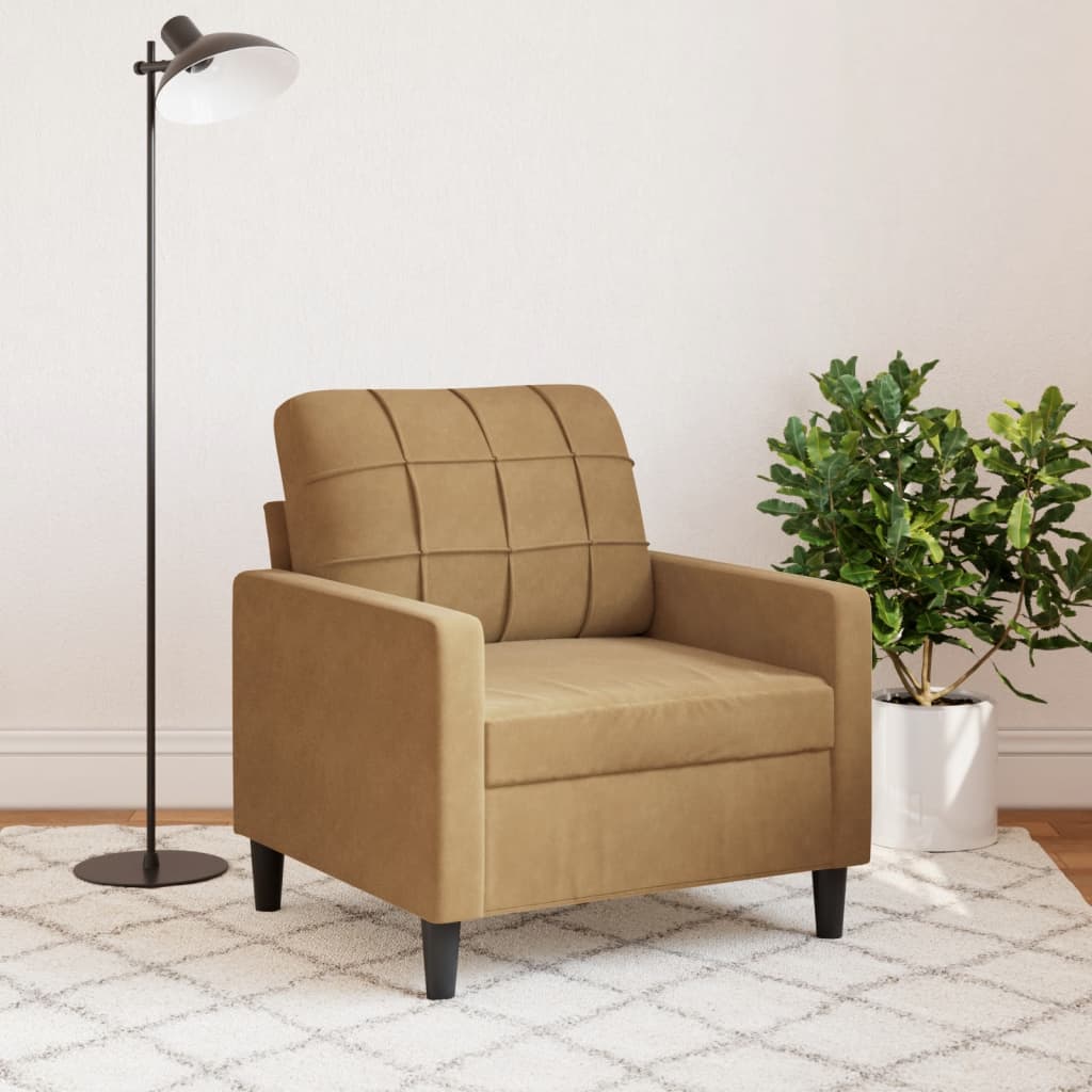 Fauteuil 60 cm fluweel bruin