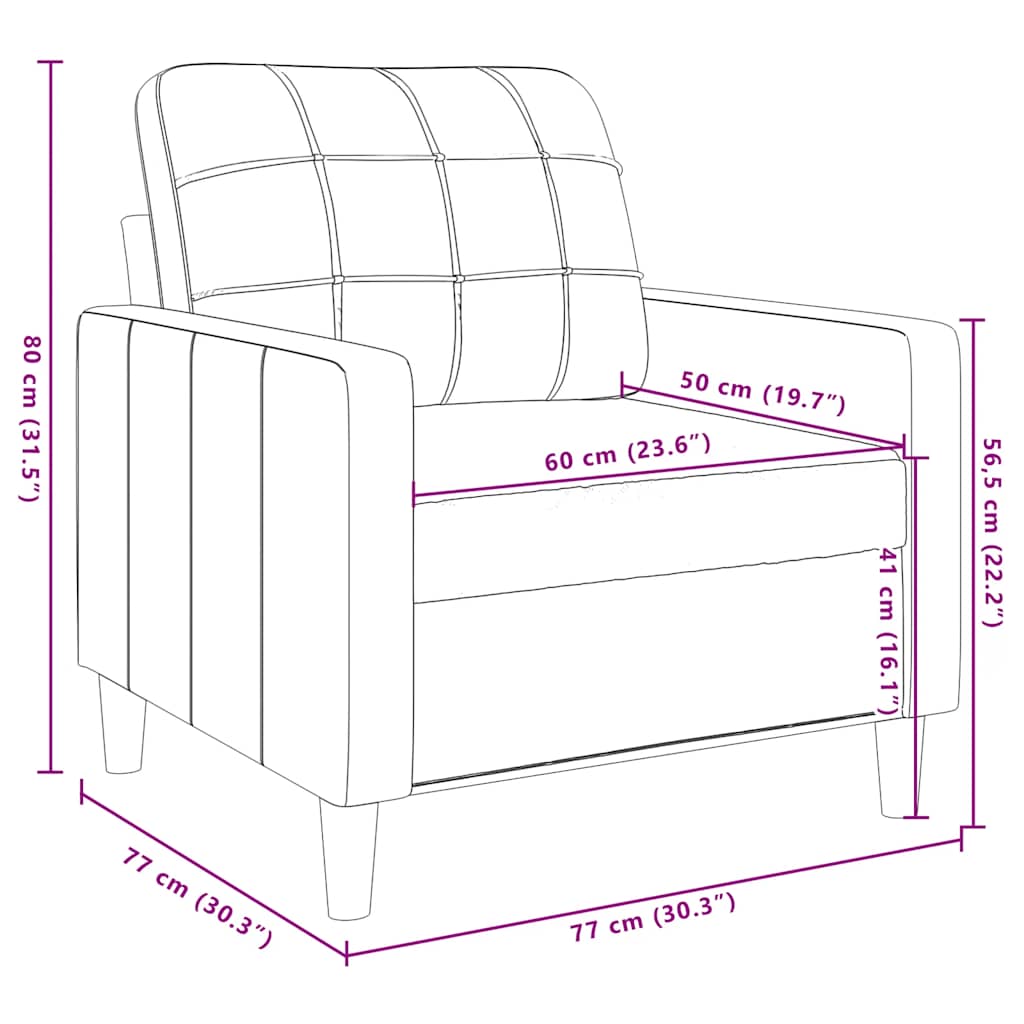 Fauteuil 60 cm fluweel blauw