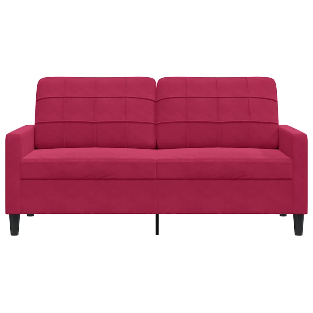 Tweezitsbank 140 cm fluweel wijnrood