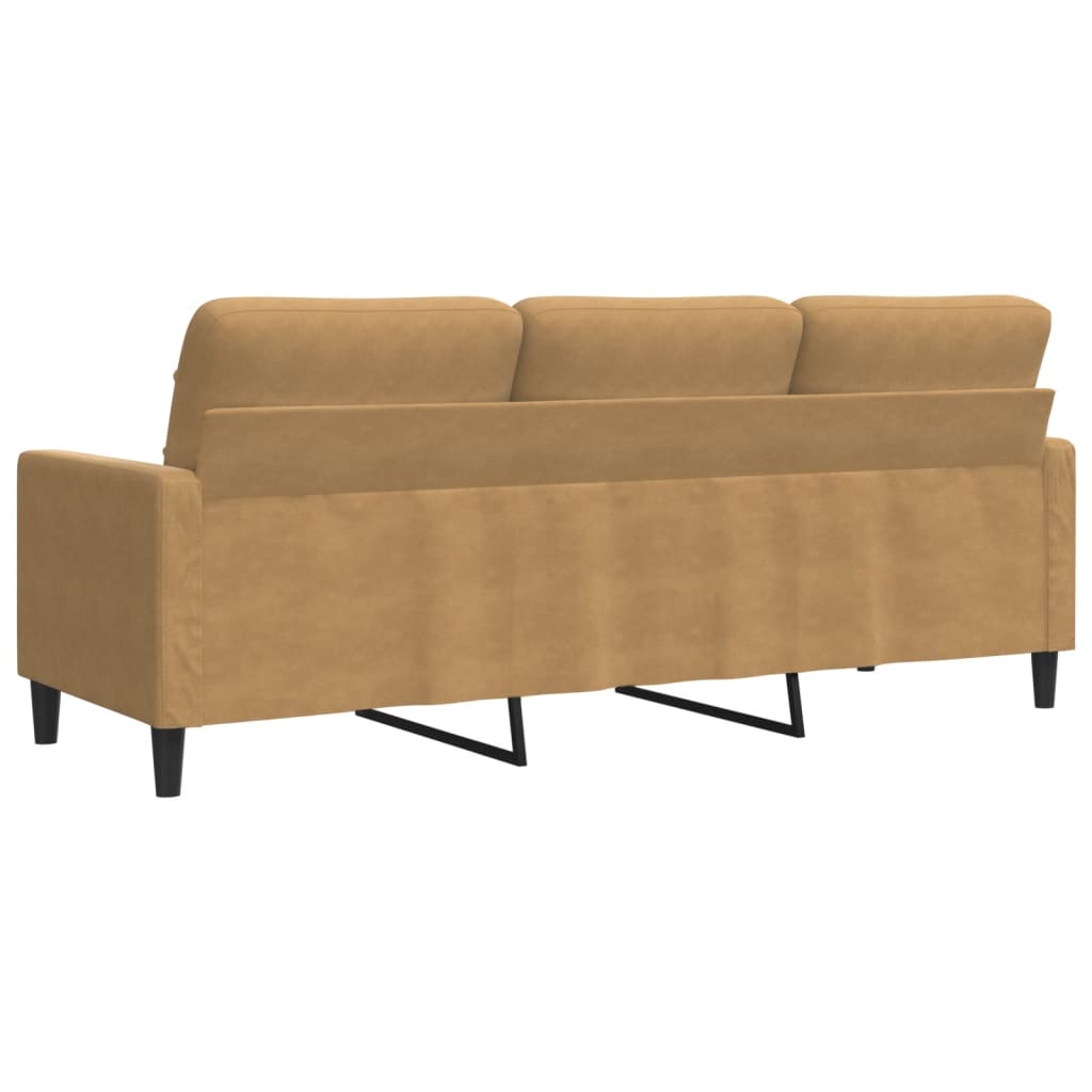 Driezitsbank 180 cm fluweel bruin