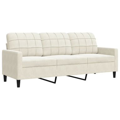 Driezitsbank 180 cm fluweel crèmekleurig