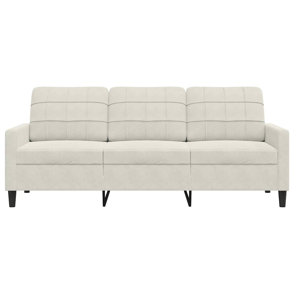Driezitsbank 180 cm fluweel crèmekleurig
