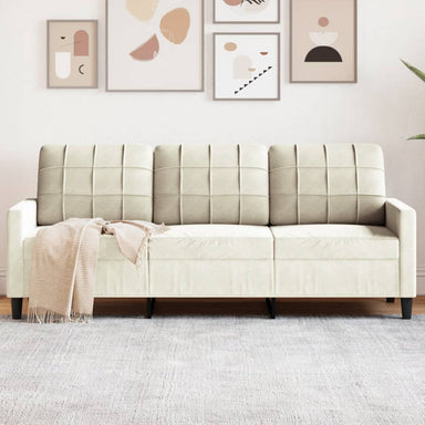 Driezitsbank 180 cm fluweel crèmekleurig