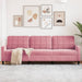 Driezitsbank 210 cm fluweel roze