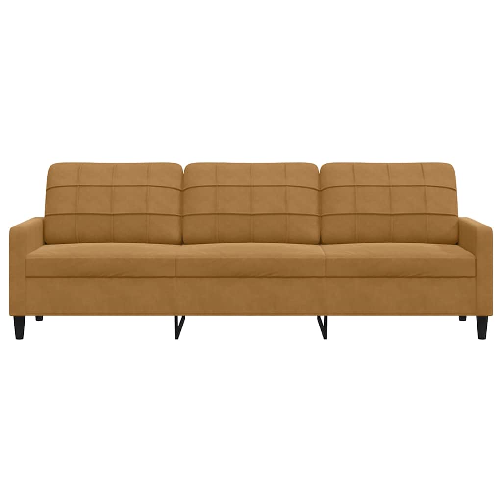 Driezitsbank 210 cm fluweel bruin