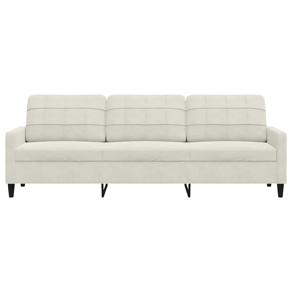 Driezitsbank 210 cm fluweel crèmekleurig