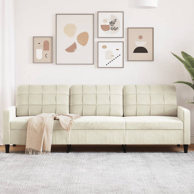 Driezitsbank 210 cm fluweel crèmekleurig