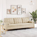 3-zitsbank met sierkussens 210 cm stof crèmekleurig