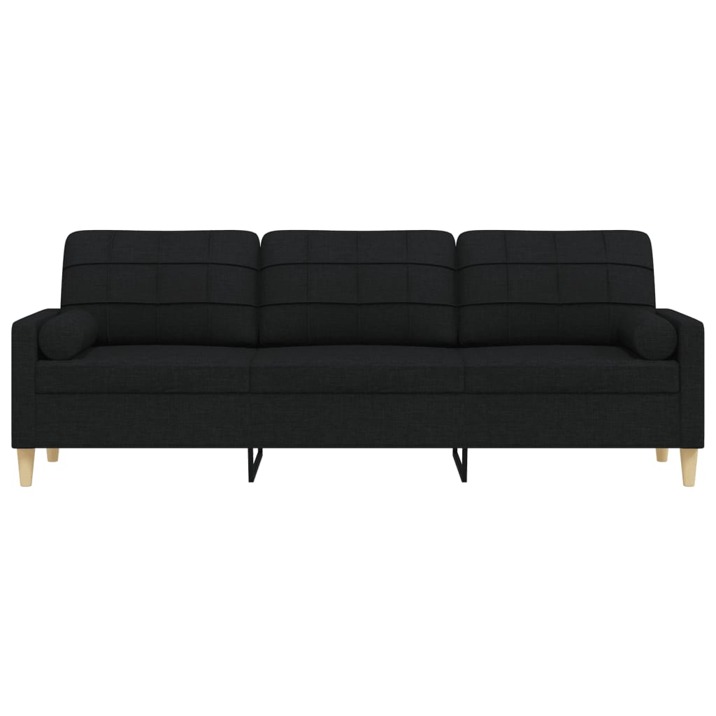 3-zitsbank met sierkussens 210 cm stof zwart