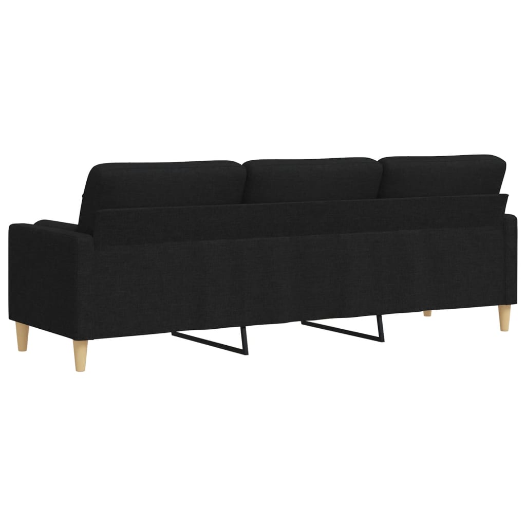 3-zitsbank met sierkussens 210 cm stof zwart