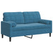 Tweezitsbank met sierkussens 140 cm fluweel blauw