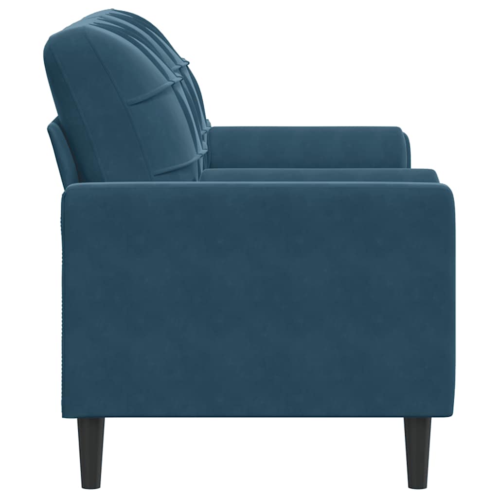 Tweezitsbank met sierkussens 140 cm fluweel blauw
