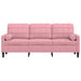 Driezitsbank met sierkussens 180 cm fluweel roze