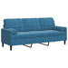Driezitsbank met sierkussens 180 cm fluweel blauw