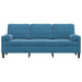 Driezitsbank met sierkussens 180 cm fluweel blauw