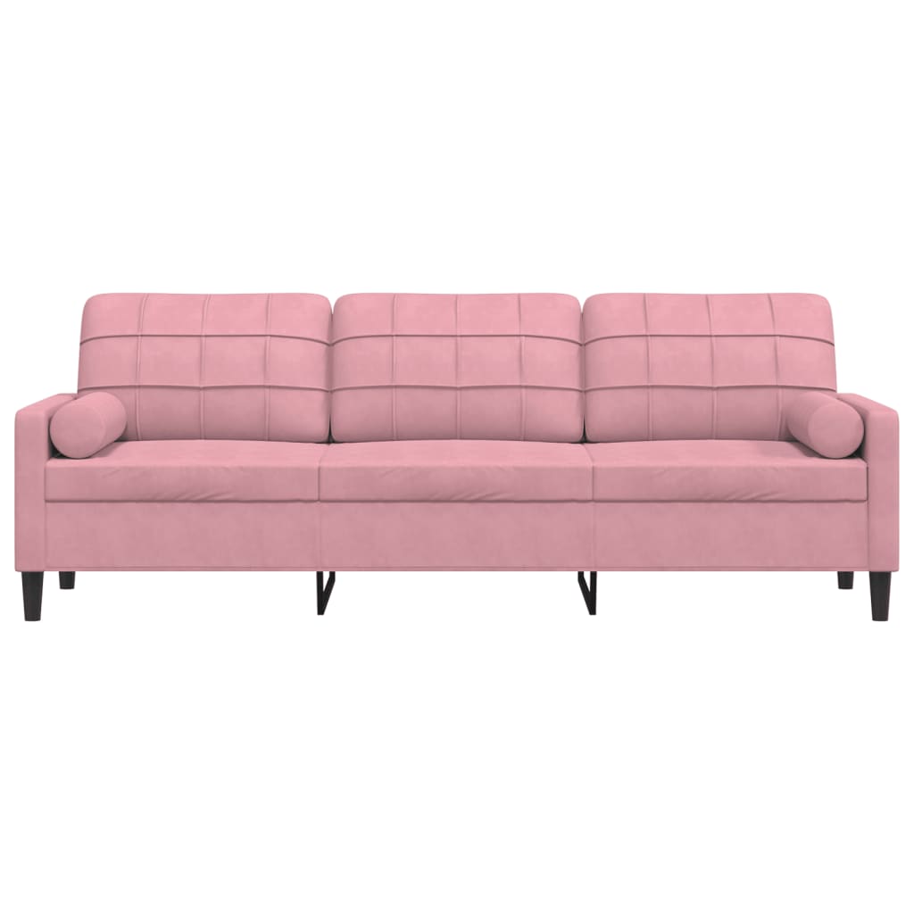 3-zitsbank met sierkussens 210 cm fluweel roze