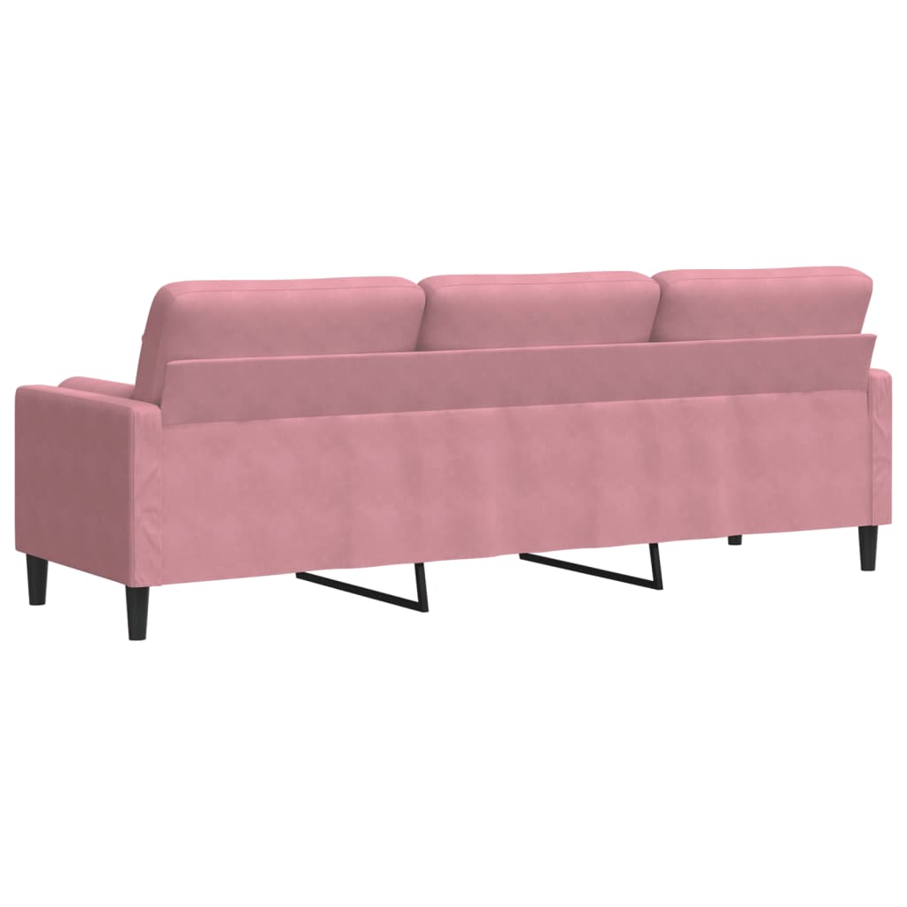 3-zitsbank met sierkussens 210 cm fluweel roze