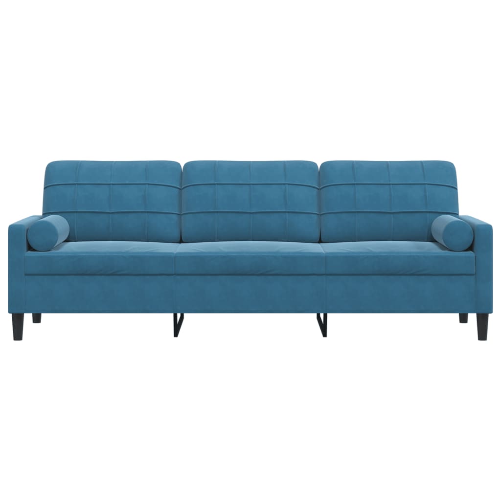3-zitsbank met sierkussens 210 cm fluweel blauw