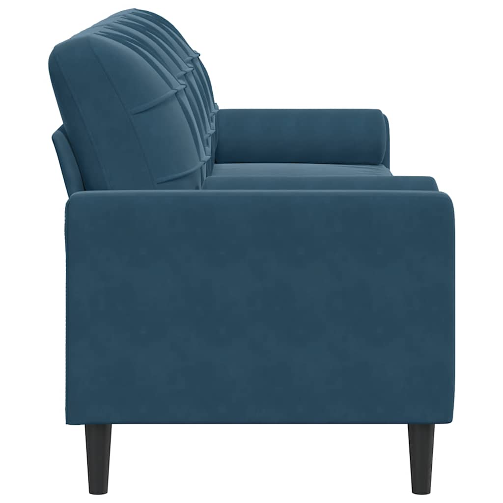 3-zitsbank met sierkussens 210 cm fluweel blauw
