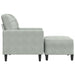 Fauteuil met voetenbank 60 cm fluweel lichtgrijs