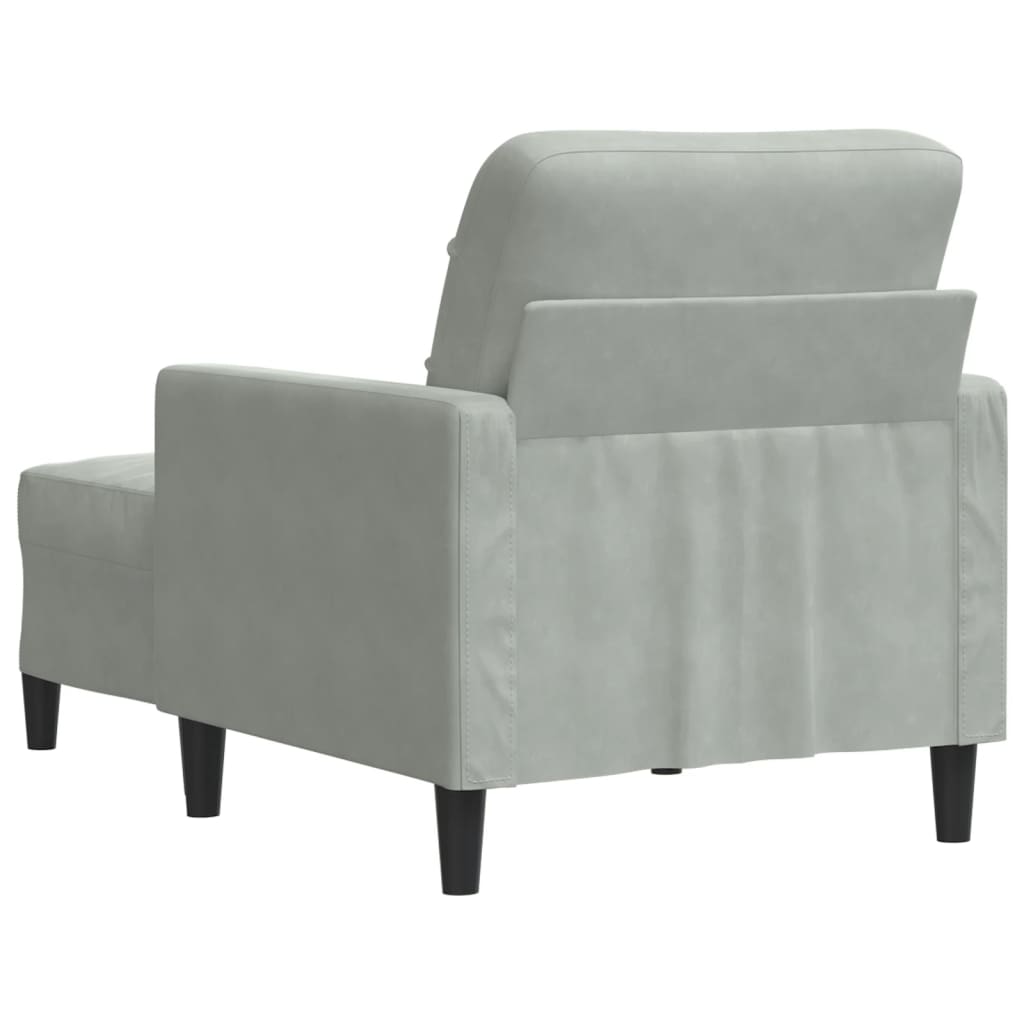 Fauteuil met voetenbank 60 cm fluweel lichtgrijs